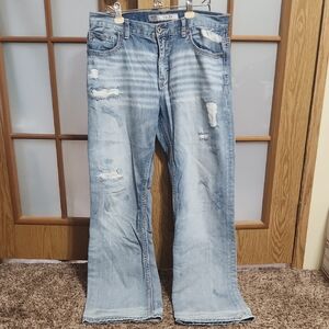 BKE Tyler Faded Blue Distressed  Denim Jeans 33L